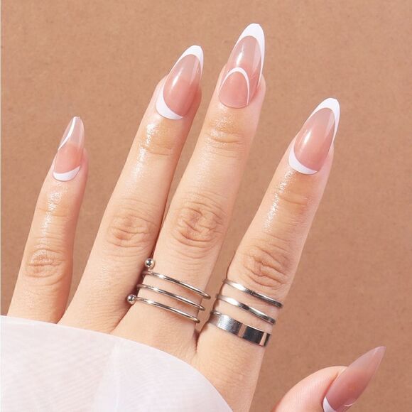 24 pcs French Almond Acrylic Press On Nail Set Reusable - Picture 9 of 9